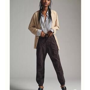 NWT By Anthropologie Slouchy Aviator Pants Carbon Brown Size 14